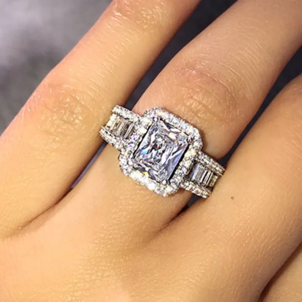 3CT Sterling Silver filled Cubic zirconia Ring - Picture 3 of 3
